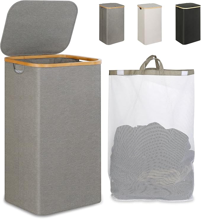 iEGrow Laundry Hamper with Lid, 110L Large Laundry Hamper with Handle and Lid by iEGrow