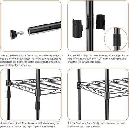 IZEUK 3 Tier Metal Wire Shelving Rack Storage Shelves - Image 5
