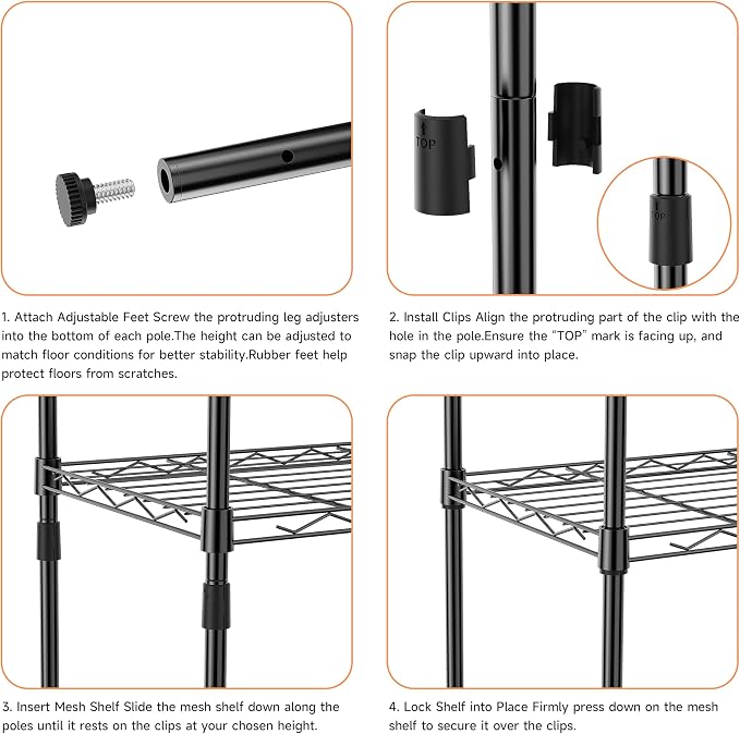 IZEUK 5 Tier Metal Wire Shelf Unit, Living Room or Laundry Room, 17.7" W x - Image 5