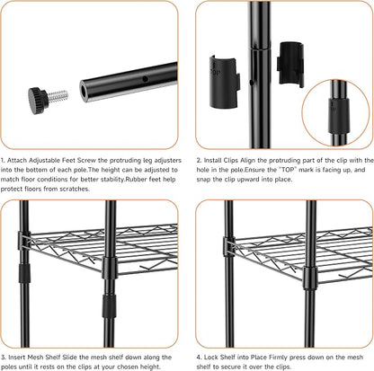 IZEUK 5 Tier Metal Wire Shelf Unit, Living Room or Laundry Room, 17.7" W x - Image 5