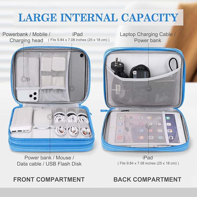 FYY Electronic Organizer, Extra Large Travel Cable Organizer Bag Pouch Portable - Image 3