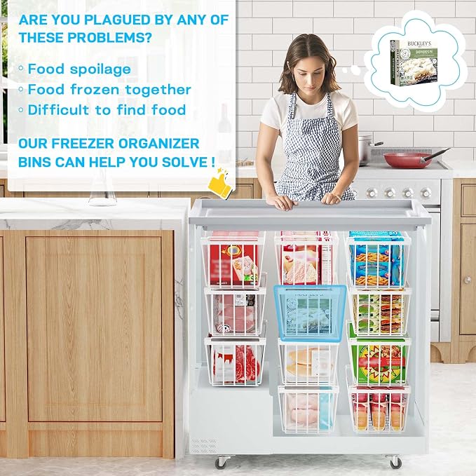 SUNALLY Freezer Organizer Bins, 8 Pack Chest Freezer Organizer Stackable - Image 7