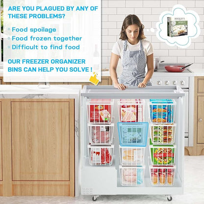 SUNALLY Freezer Organizer Bins, 4 Pack Chest Freezer Organizer Stackable - Image 7