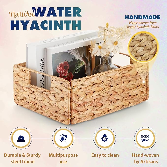 BLUEWEST Water Hyacinth Storage Baskets – Woven Hyacinth Organizer - Image 2