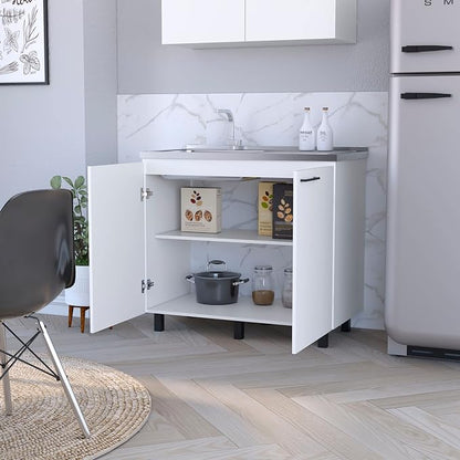 Oklahoma 2 Utility Sink & Cabinet, Interior Shelf, Aluminum Countertop - Image 5
