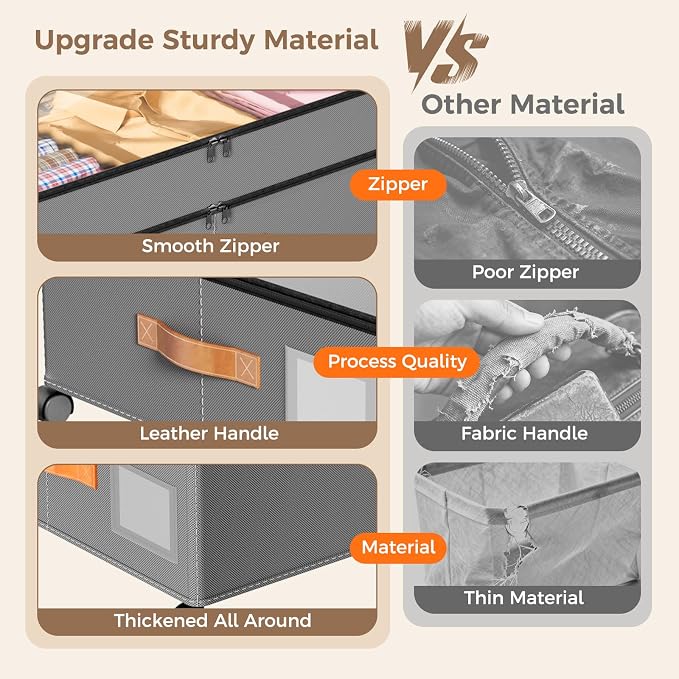 Under Bed Storage with Wheels, Large Capacity UnderBed Containers with Clear - Image 4