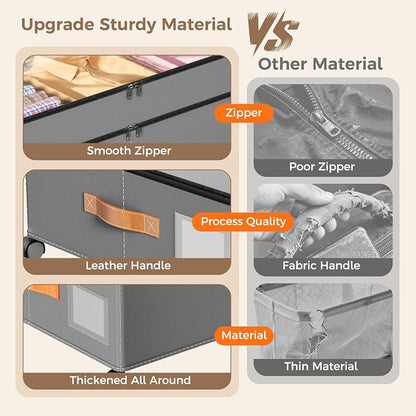 Under Bed Storage with Wheels, Large Capacity UnderBed Containers with Clear - Image 4
