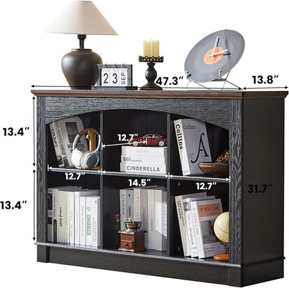 Black Bookshelf, 6-Cube Bookcase and Kids Bookshelf, Wooden Storage Cabinet - Image 2
