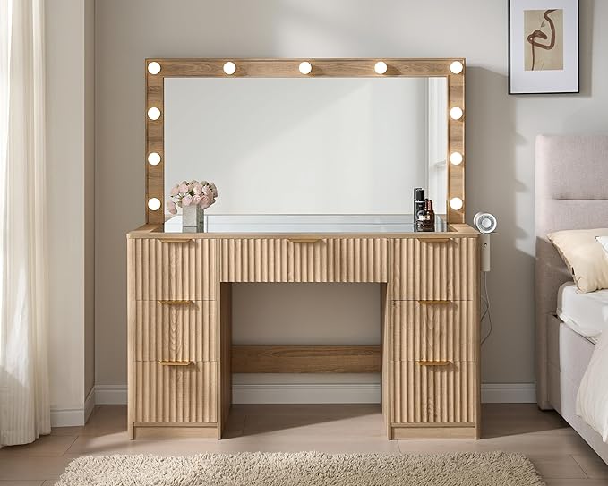 AMERLIFE 47.2" Fluted Vanity Desk - Image 2