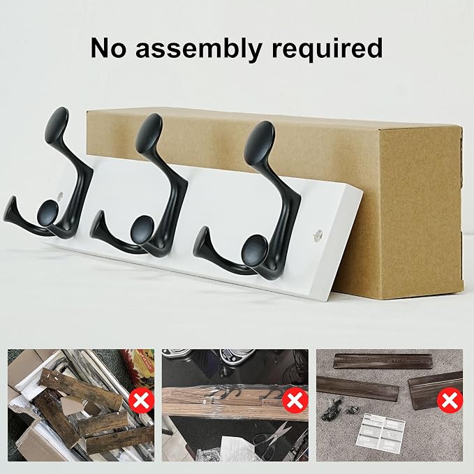 SKOLOO 17-Inch White Wood Coat Rack Wall Mount - Image 4