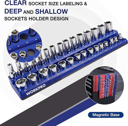 WORKPRO Magnetic Socket Organizer Set, 6-Piece Socket Holder Set Includes 1/4" - Image 5