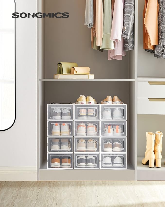 SONGMICS Shoe Boxes, Stackable Clear Plastic Boxes - Image 2