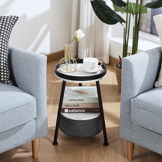 Round End Table, 11.8*17.8' Round Sofa Table, Small Round Table, Small Coffee - Image 6