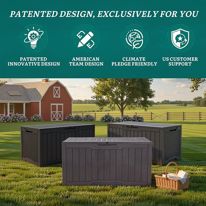 YITAHOME 100 Gallon Outdoor Storage Box, Large Water Resistant Resin Deck Box - Image 8