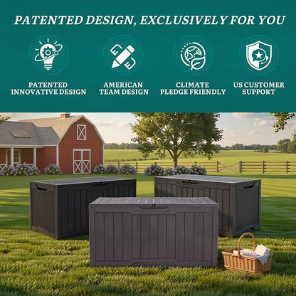 YITAHOME 100 Gallon Outdoor Storage Box, Large Water Resistant Resin Deck Box - Image 8