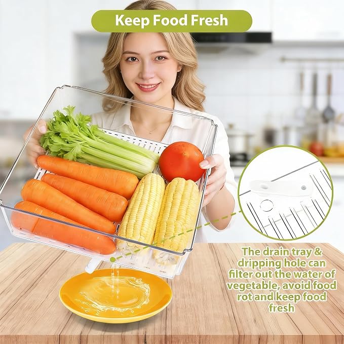 ZIJUND 4 Pack Fridge Organizer, Stackable Refrigerator Organizer Bins - Image 6