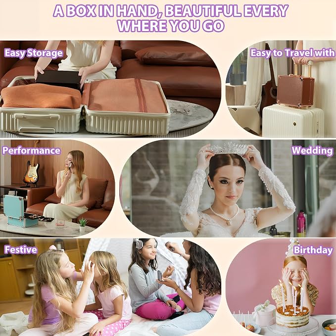 Makeup Organizer Box with Detachable Lighted Mirror, Travel Train Cosmetic Case - Image 6