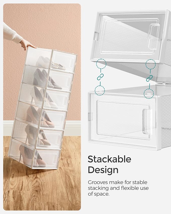 SONGMICS Shoe Boxes, Stackable Clear Plastic Boxes - Image 4