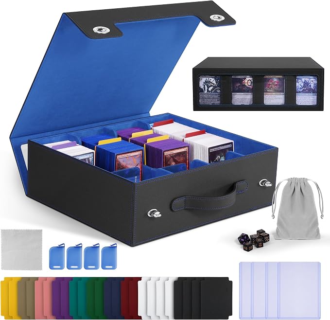 Trading Card Storage Box with Portable Handle, 3000+ MTG Storage Box with 4 by Unknown