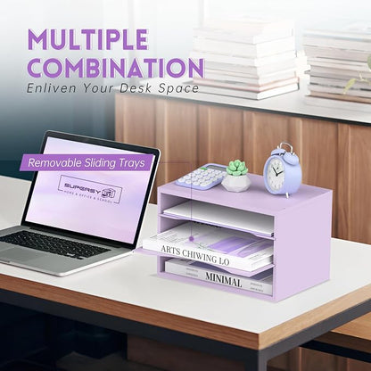 3 Tier Wood Desk Organizer, Paper Organizer - Image 4