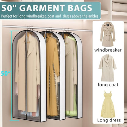 50” Garment Bags for Hanging Clothes 4” Gusseted - - Image 2