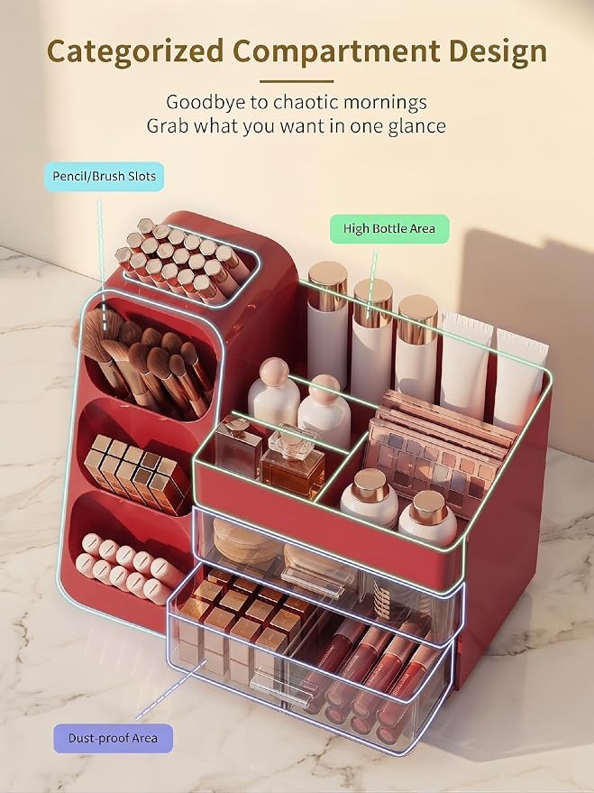 Booklov Makeup Organizer for Vanity, Large Capacity Cosmetic Display Case - Image 3