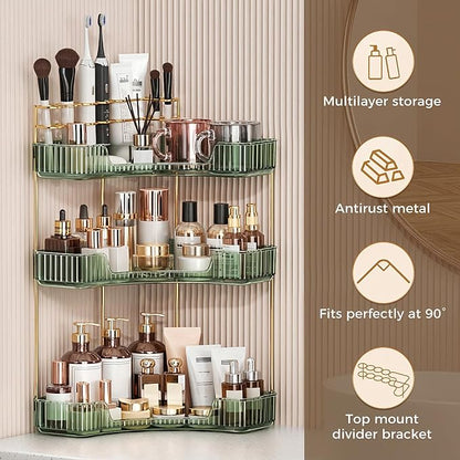 BEFSOP Corner Bathroom Counter Organizer, Upgraded 3-Tier Makeup Organizer - Image 5