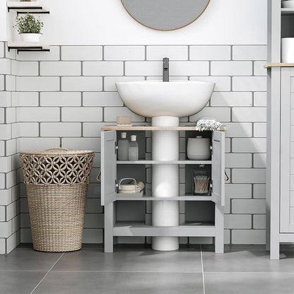 Kleankin Pedestal Sink Storage Cabinet, Under Sink Bathroom Vanity - Image 5