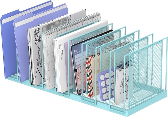 9-Section Desk File Organizer, Vertical File Holder, Mesh Desktop File Folder by JMHUD