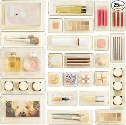 Vtopmart 25 PCS Clear Plastic Drawer Organizers Set, 4-Size Versatile Bathroom by Vtopmart