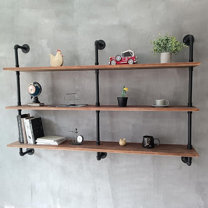 HDDFER Floating Shelves for Wall Bookshelf Industrial Pipe Shelving Shelves - Image 3