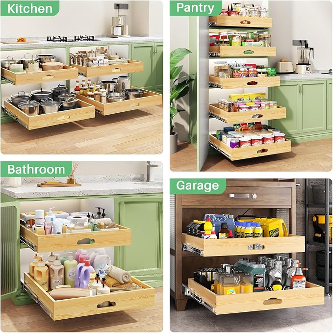 Pull Out Cabinet Organizer, Soft Close Wooden Slide Out Drawers - Image 9