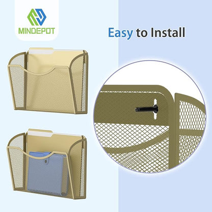 MINDEPOT Wall File Organizer, Hanging Wall File Holder, 6 Pack, Metal Mesh Wall - Image 4