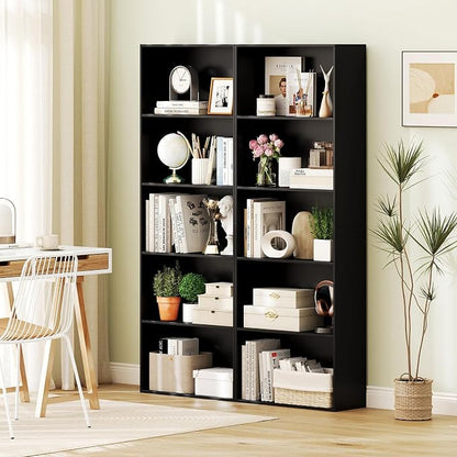 Giantex 5-Tier Bookshelf Set of 2, Freestanding Bookcase - Image 2