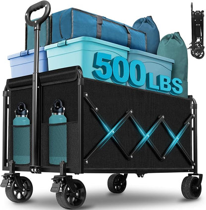 Collapsible Wagon Cart with Wheels Foldable: 500LBS Heavy Duty Folding Utility by Unknown