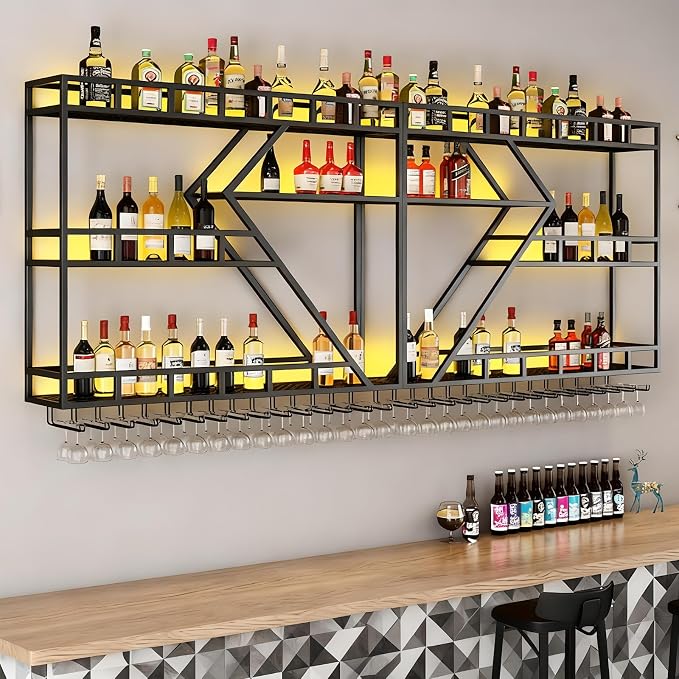 94.4in Wine Rack Wall Mounted, Modern Wine Storage Rack Wall Mounted by AMHRICHO