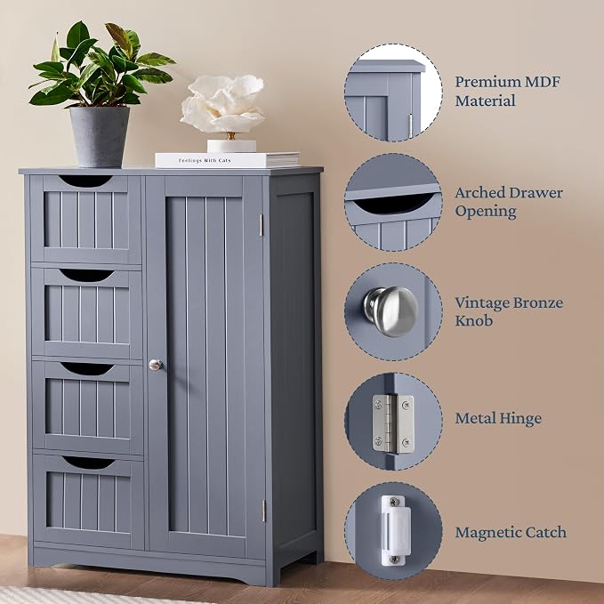 Yaheetech Bathroom Floor Cabinet, Freestanding Storage Organizer Unit Kitchen - Image 6