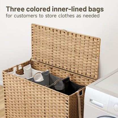 Laundry Hamper with Wheels, 60.72 Gallon Rolling Laundry Basket with Lid - Image 2