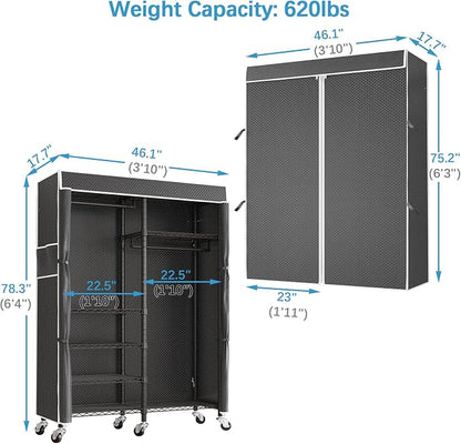 VIPEK R4C Portable Closet Rolling Clothes Rack Heavy Duty Adjustable Wardrobe - Image 7