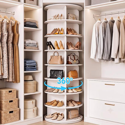 RUNSUNSPRI 8 Tier Rotating Shoe Rack Corner Organizer 360°Rotating Shoe Rack - Image 2