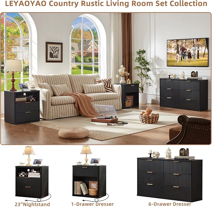 LEYAOYAO Fluted Nightstand - Image 3