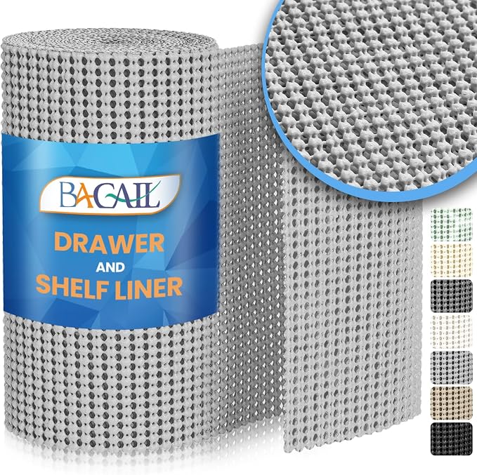 BAGAIL Non-Adhesive Shelf Liner, Thick Strong Grip Drawer Liners by BAGAILBASICS