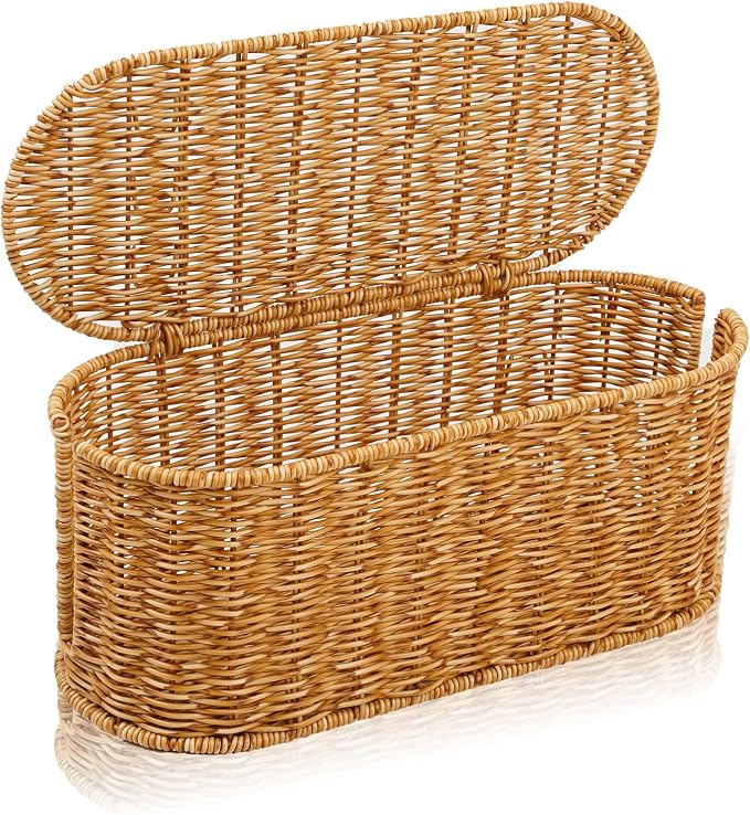 Cable Management Box, Handmade Rattan Cable Organizer, 2 Open Slots Cords Hider - Image 8