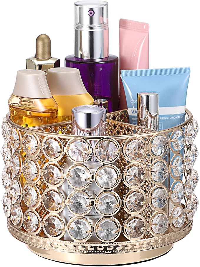 Hipiwe Crystal Vanity Organizer 360 Rotating Makeup Brush Holder Spinning - Image 8