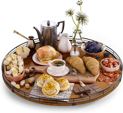 Farmhouse Oak 21" Lazy Susan Turntable Organizer by AMH