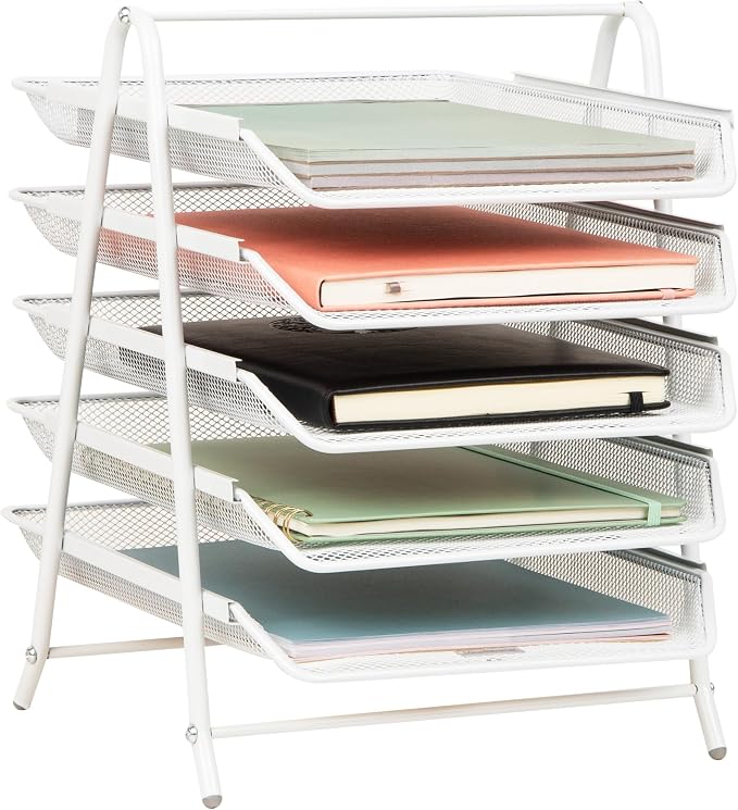 Mind Reader 5-Tier Paper Tray Organizer, Vertical Desktop File Storage Rack by MindReader