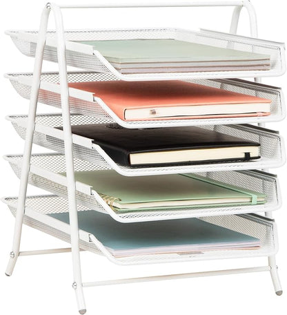 Mind Reader 5-Tier Paper Tray Organizer, Vertical Desktop File Storage Rack by MindReader