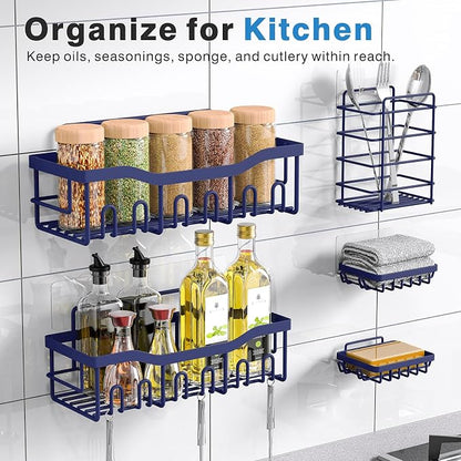 EUDELE 5-Pack Rustproof Stainless Steel Shower Caddy – No Drill Adhesive - Image 6