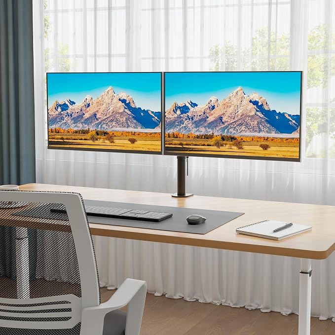 BONTEC Dual Monitor Desk Mount, Full Motion Adjustable Monitor Stand - Image 2