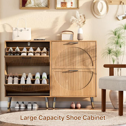 Farmhouse Shoe Cabinet Storage for Entryway, Slim Shoe Rack Cabinet - Image 4